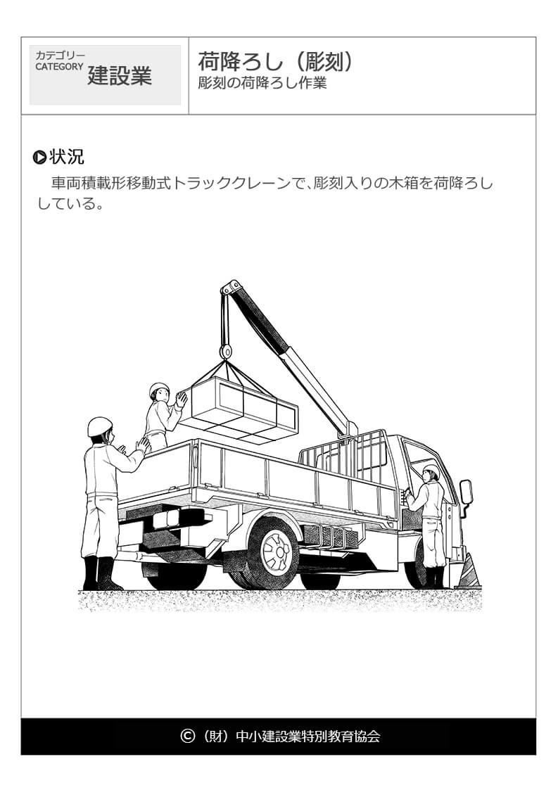 荷降ろし 彫刻 建設業 運輸業 危険予知訓練 Kyt 無料イラストシート集 一財 中小建設業特別教育協会