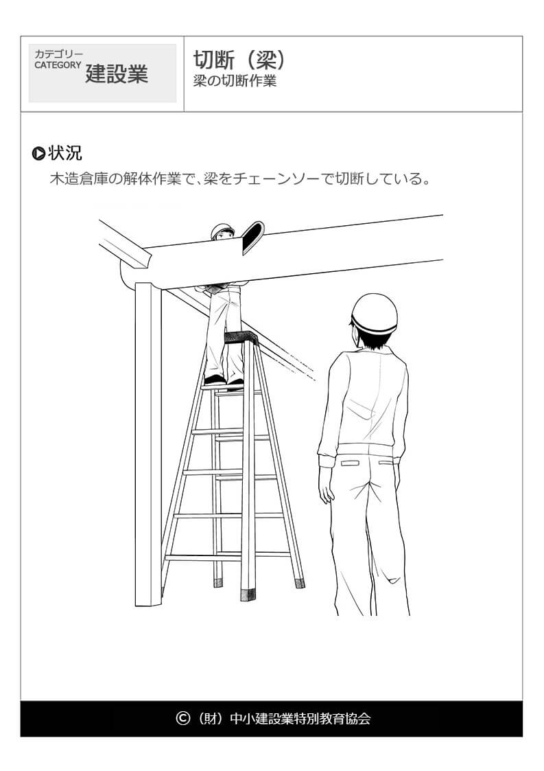 切断 梁 建設業 危険予知訓練 Kyt 無料イラストシート集 財 中小建設業特別教育協会