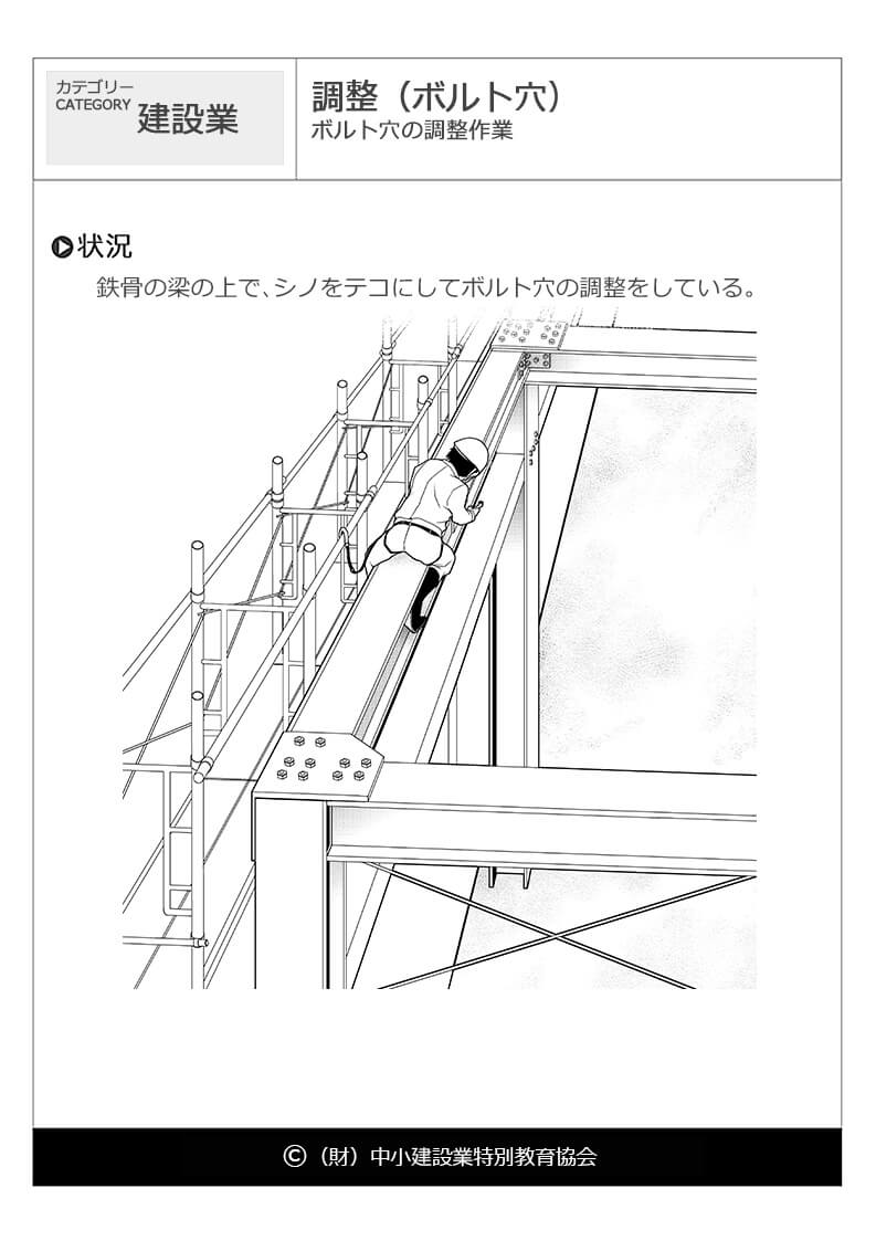 調整 ボルト穴 建設業 危険予知訓練 Kyt 無料イラストシート集 一財 中小建設業特別教育協会