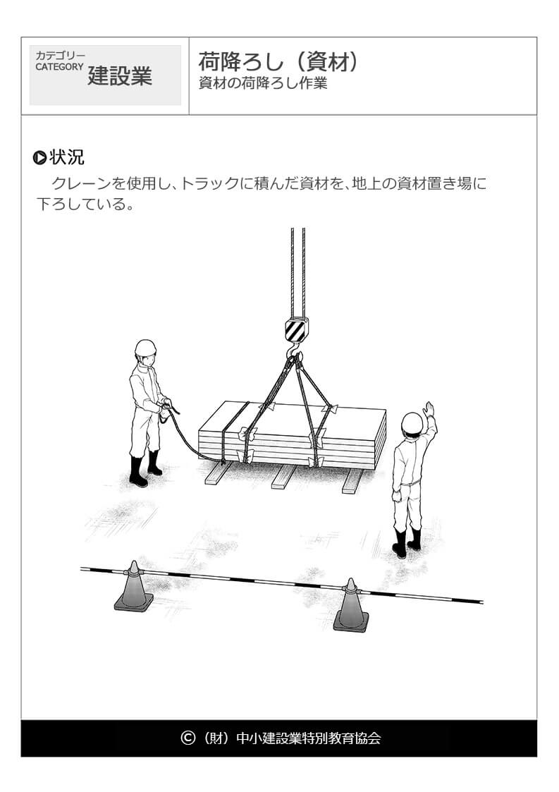 荷降ろし 資材 建設業 危険予知訓練 Kyt 無料イラストシート集 財 中小建設業特別教育協会