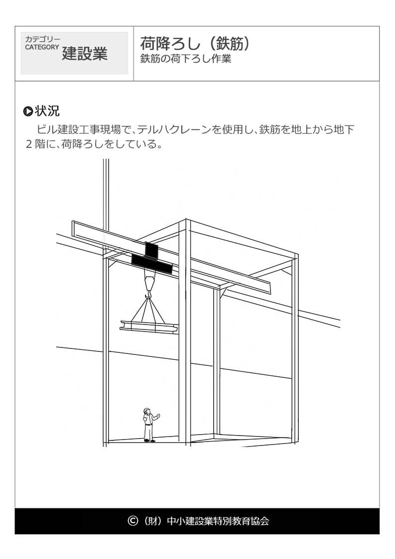 荷降ろし 鉄筋 建設業 危険予知訓練 Kyt 無料イラストシート集 一財 中小建設業特別教育協会