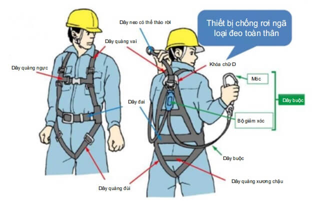 フルハーネス型墜落制止用器具の構造、名称