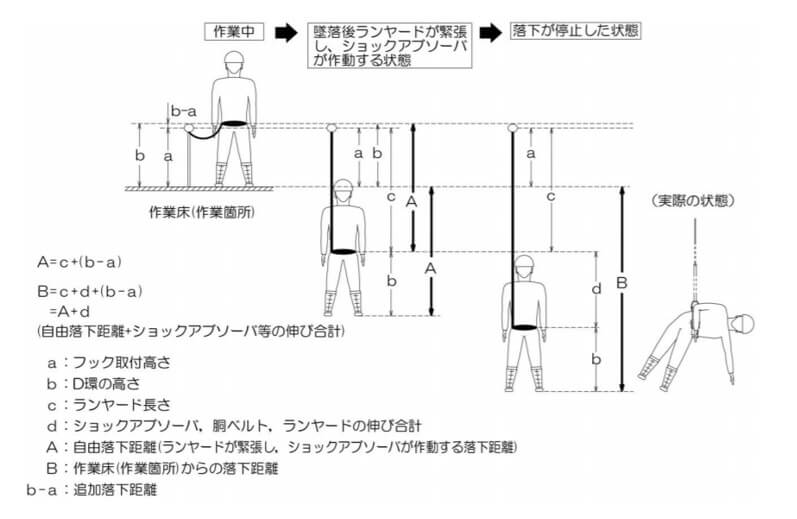 図2 胴ベルト型の落下距離等