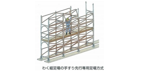 手すり先行工法などの例